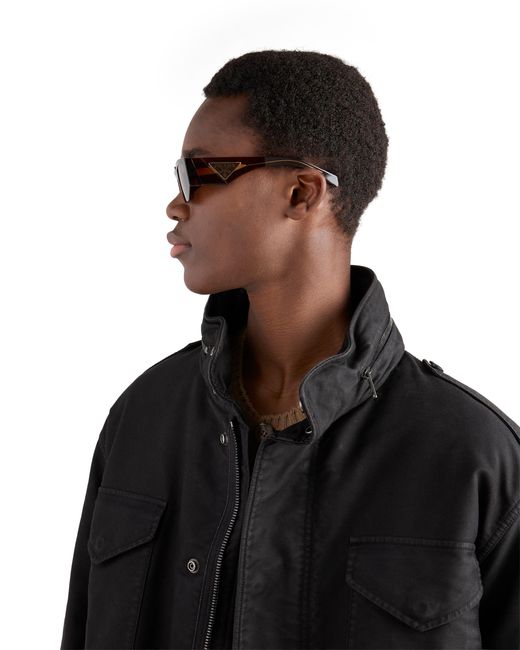 Prada Brown Sunglasses With Triangle Logo for men