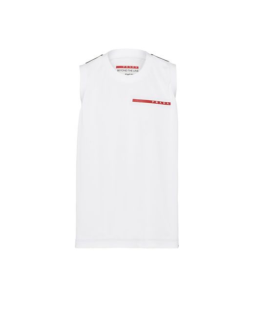 Prada White Piqué Tank Top for men