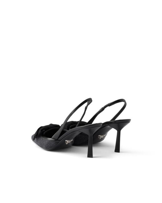 Prada White Fabric Slingback Pumps, Anthracite