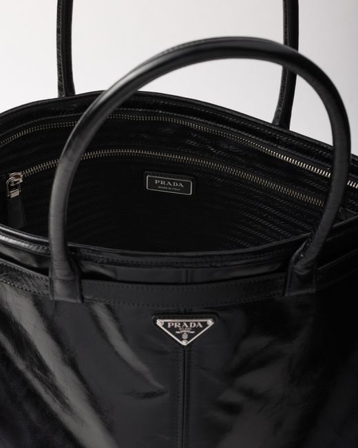 Prada Black Bonnie Leather Tote Bag for men