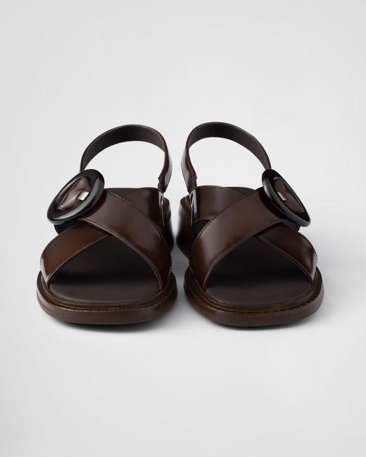 Prada Multicolor Brushed Leather Sandals With Buckle