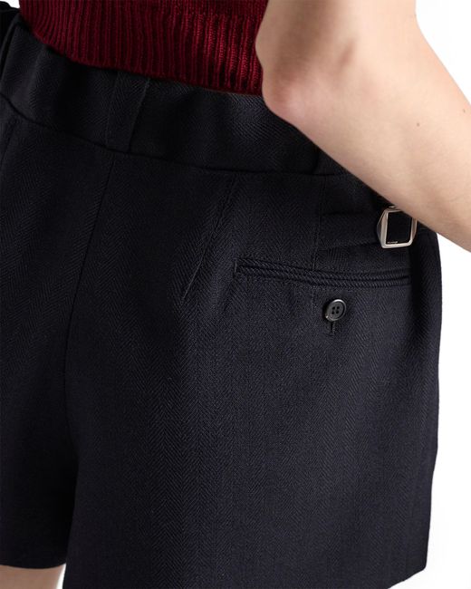 Prada Black Chevron Wool Shorts