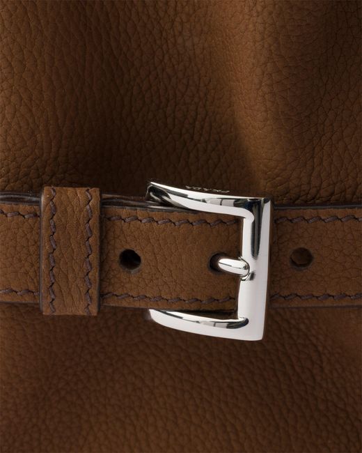 Prada Brown Nubuck Leather Shoulder Bag for men
