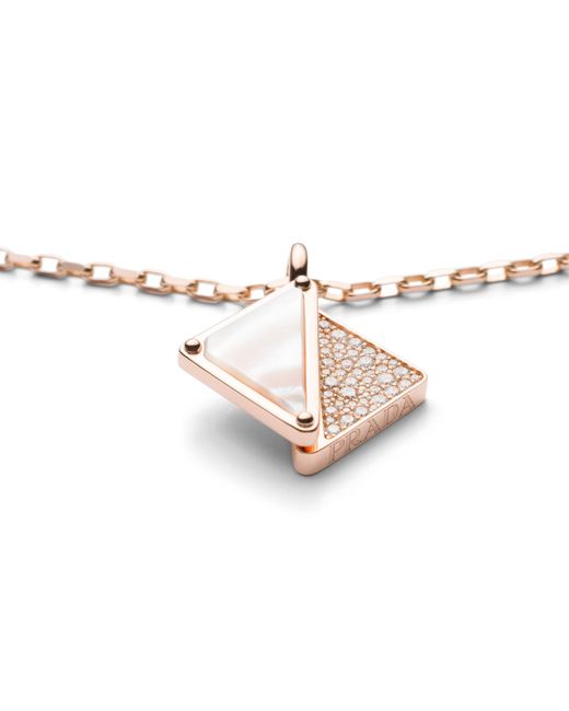 Prada White Eternal Pendant Necklace