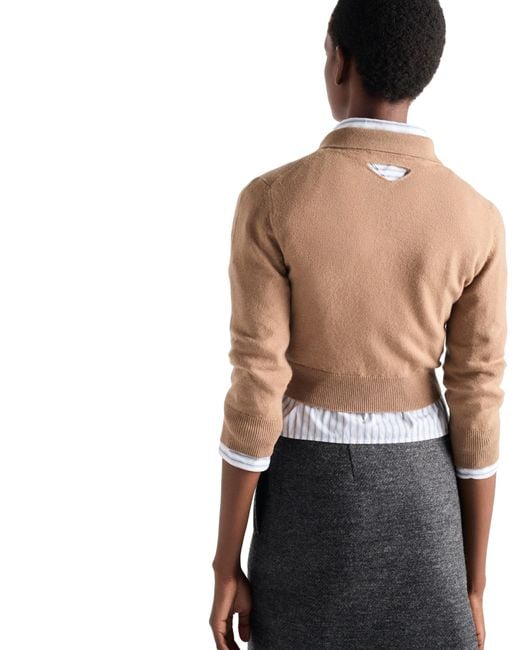 Jersey Tipo Polo De Cachemir, Mujer, Talla Prada de color Natural