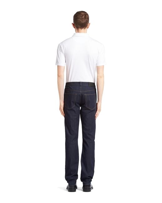 Prada Blue Stretch-Denim Jeans for men