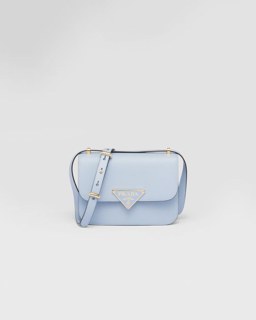 Prada Blue Emblème Saffiano Shoulder Bag