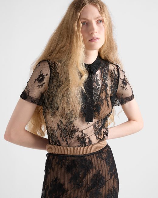 Prada Black Lace Top