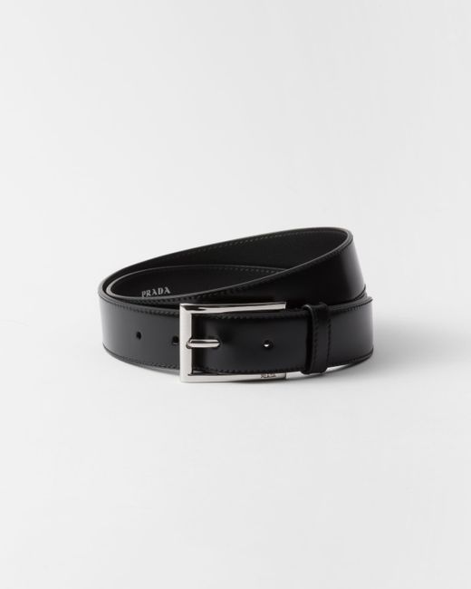 Prada Black Brushed Leather Belt for men