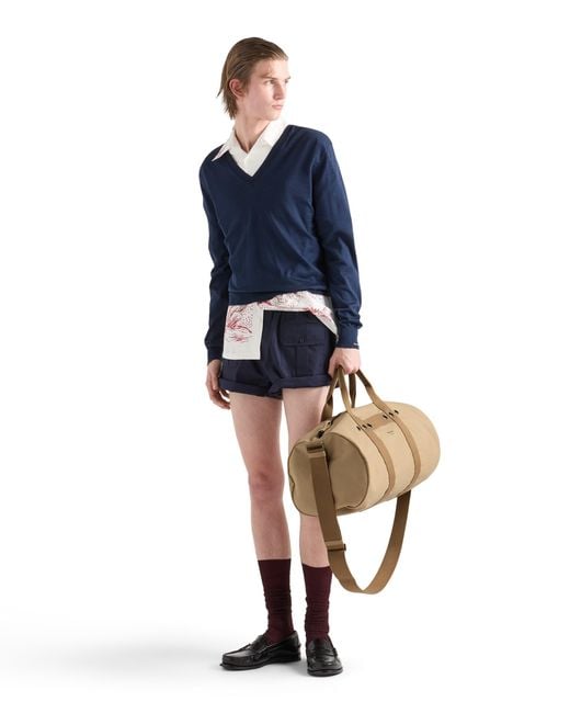 Prada Brown Canvas Duffel Bag for men