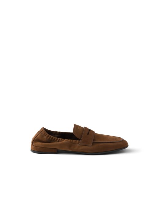Prada Brown Shuffle Nubuck Leather Loafers