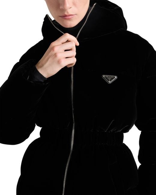 Prada Black Velvet Down Jacket