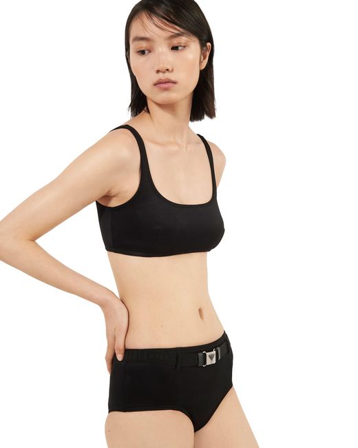 Prada Black Interlock Fabric Bikini Bottom