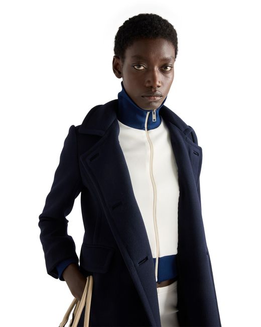 Prada Blue Single-Breasted Natté Fabric Coat