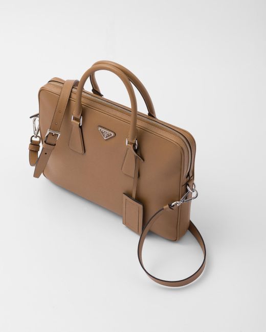 Prada Natural Saffiano Leather Work Bag for men