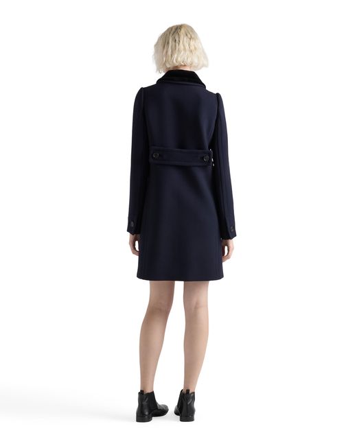 Prada Blue Single-Breasted Natté Fabric Coat
