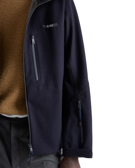 Prada Blue Hooded Cashmere Jacket for men