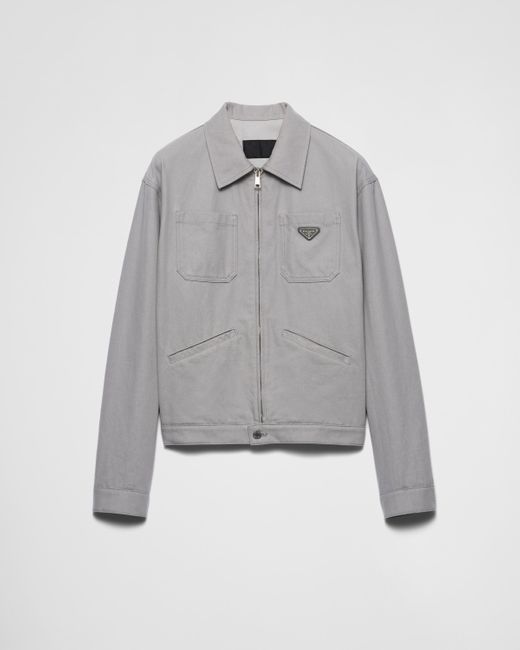 Prada Denim Blouson Jacket in Gray for Men | Lyst