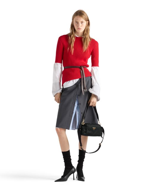 Prada Black Explore Small Re-Nylon And Leather Shoulder Bag