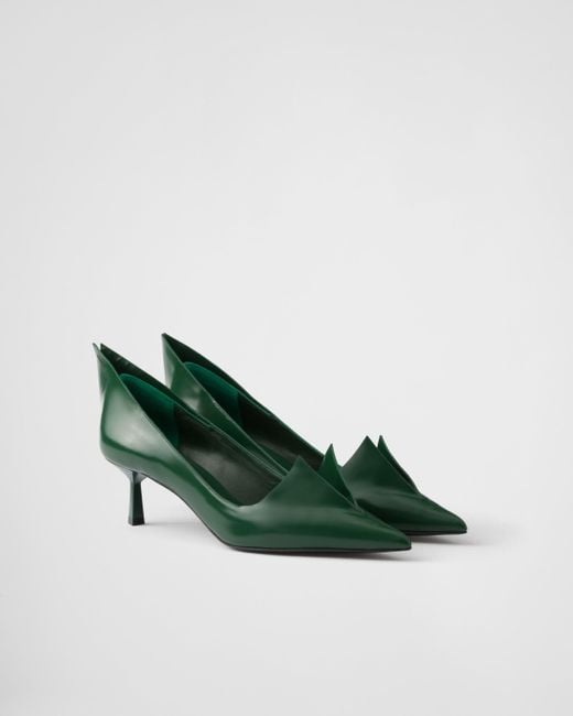 Prada Green Brushed Leather Pumps