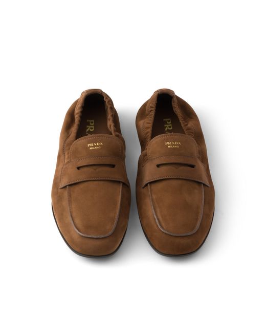 Prada Brown Shuffle Nubuck Leather Loafers
