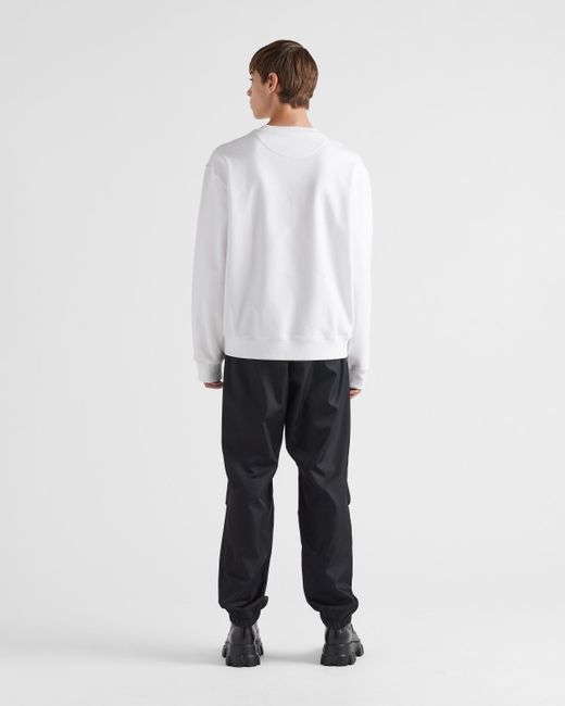 Sweat-shirt Oversize En Coton Avec Logo Triangulaire Prada pour homme en coloris White