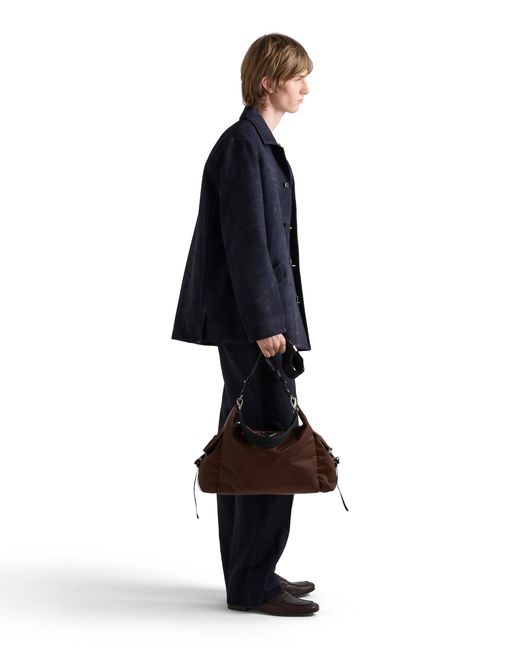 Prada Brown Explore Re-Nylon And Leather Bag for men