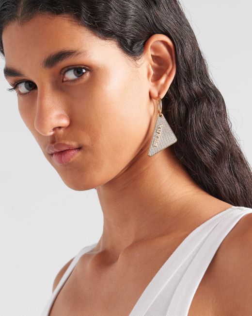 Prada White Crystal Logo Jewels Left Earring