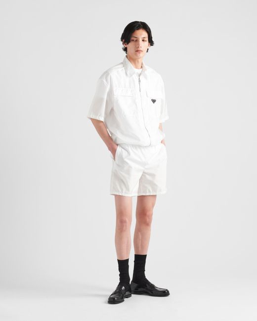 Prada White Short-Sleeve Light Re-Nylon Shirt for men