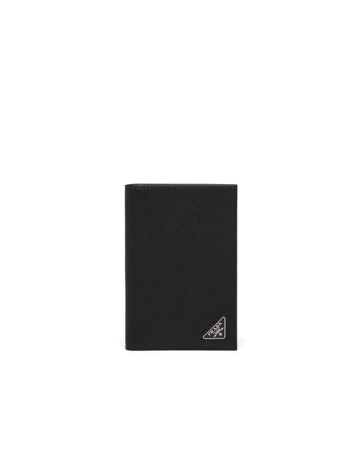 Prada Black Logo-Appliqué Passport Holder for men
