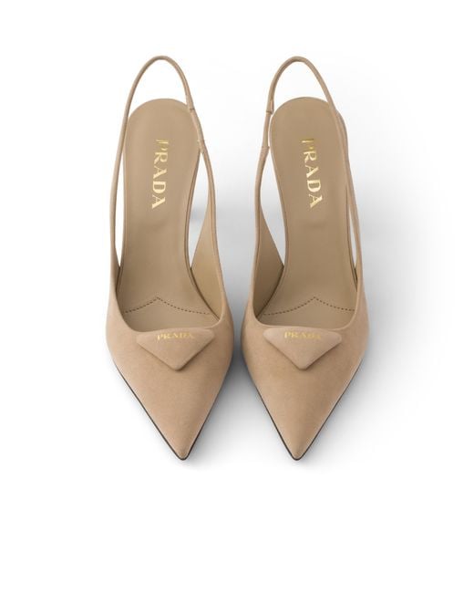 Prada White Suede Slingback Pumps