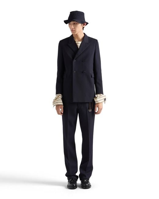 Prada Blue Wool Pants for men