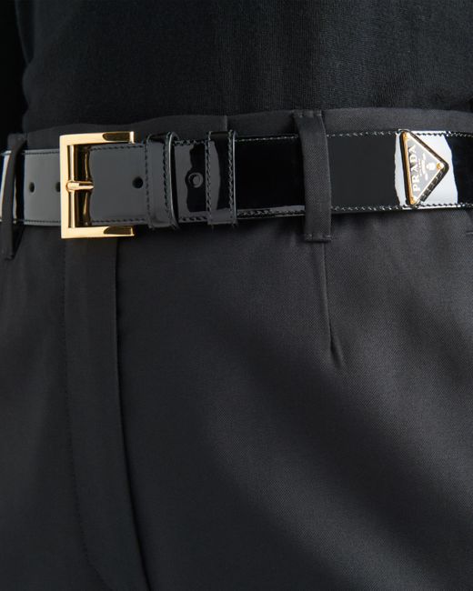 Prada Black Patent Leather Belt