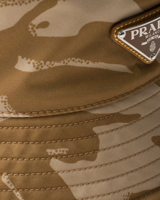 Prada Natural Printed Re-Nylon Bucket Hat for men