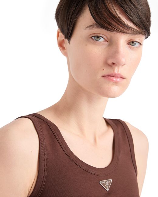 Prada Brown Ribbed Knit Top, Cocoa