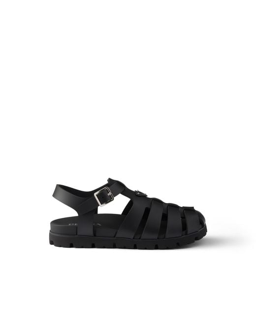 Prada Black Rubber Fisherman Sandals, Size 6 for men