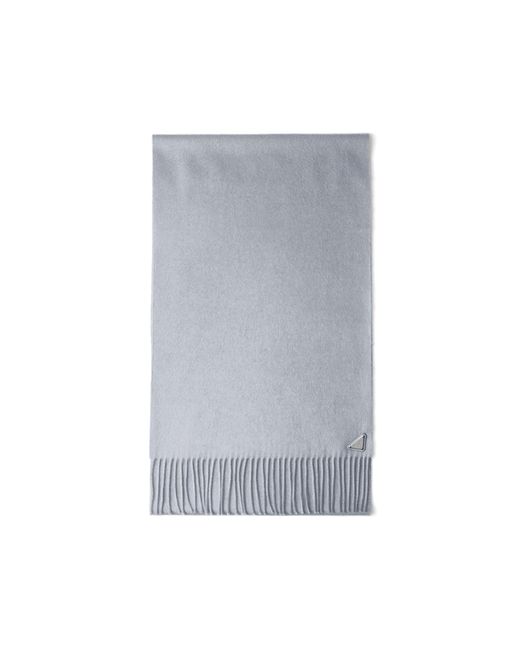 Prada Gray Silk And Cashmere Scarf