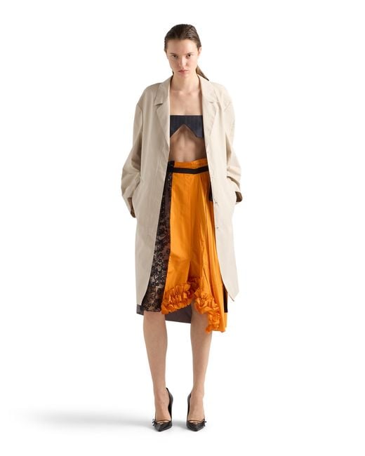 Prada Orange Technical Taffeta Patchwork Skirt