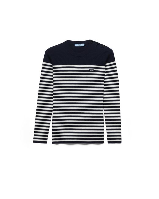 Prada Blue Striped Wool Sweater