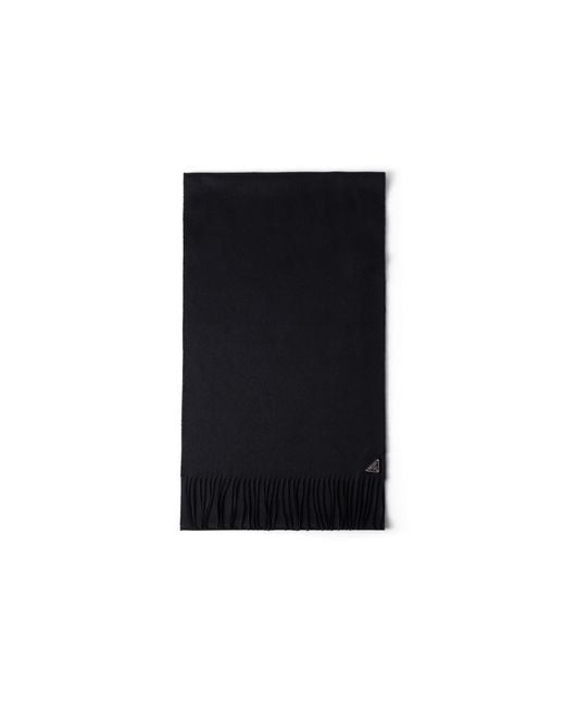 Prada Black Cashmere-Silk Knit Triangle Scarf