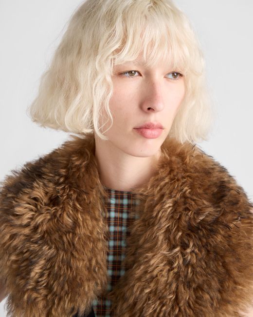 Prada Natural Checked Georgette Dress