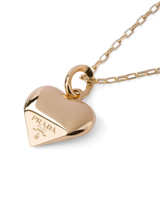 Prada White Eternal Gold Pendant Necklace In Yellow Gold