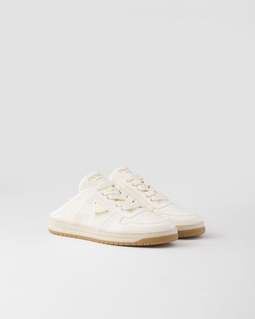 Prada White Nappa Leather Sneaker Mules
