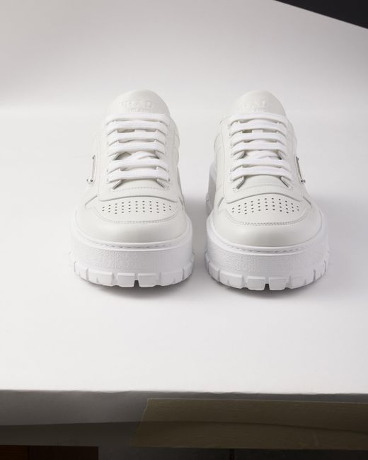 Prada White Leather Lace-Up Sneakers for men