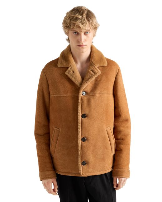 Caban En Shearling, Homme, Taille Prada pour homme en coloris Brown