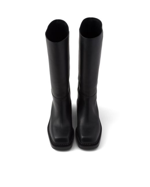 Botas Altas De Piel Prada de color Black