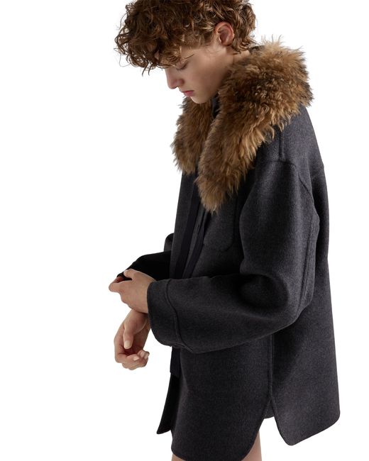 Prada Blue Single-Breasted Double Cashwool Caban Jacket