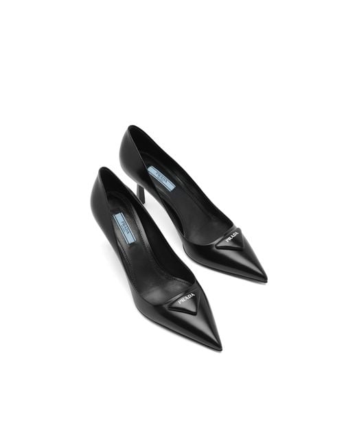 Prada White Brushed Leather Pumps