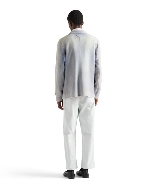 Prada Gray Suede Caban Jacket, Sky for men