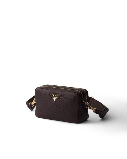 Prada White Small Leather Shoulder Bag, Dark